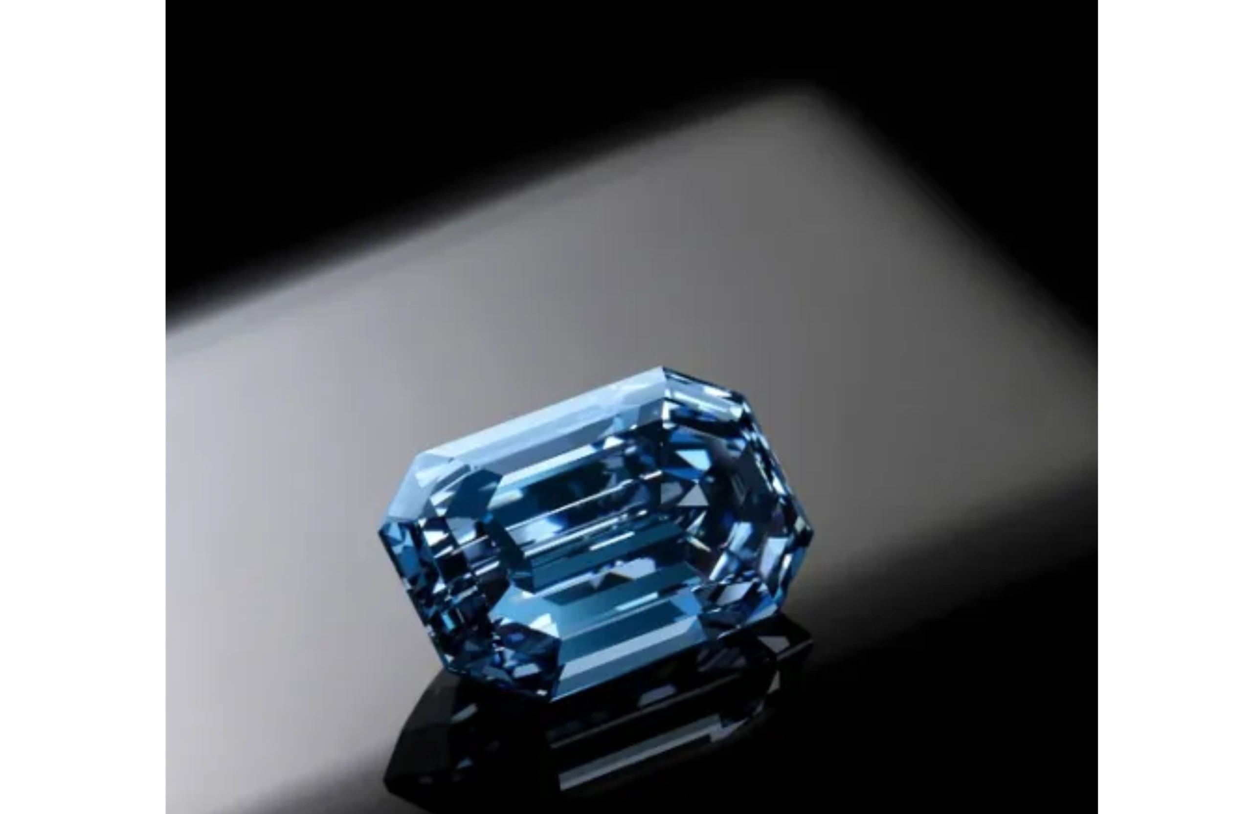 Close-up of a Fancy Deep Blue diamond from the De La Cour investor archive
