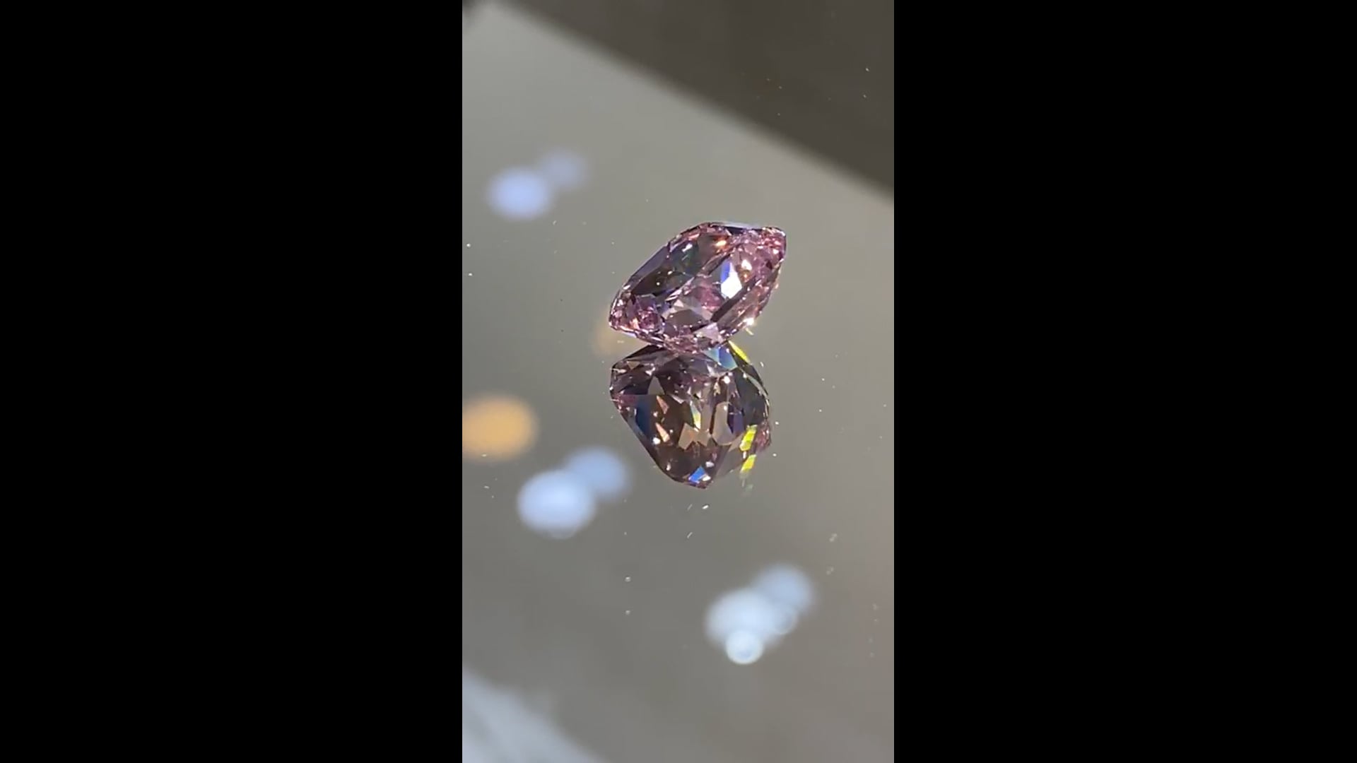 Close-up of a Fancy Vivid Pink diamond from the De La Cour investor archive